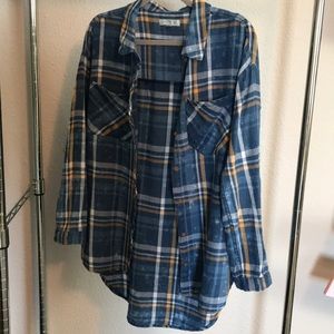 Blue & Yellow flannel button up shirt